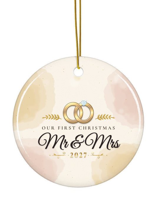 Our First Christmas as Mr & Mrs ornament, 2027, circle shape