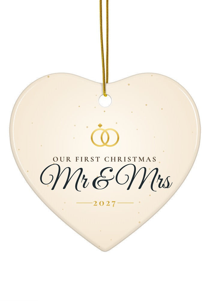 Our First Christmas as Mr & Mrs ornament, 2027, heart shape