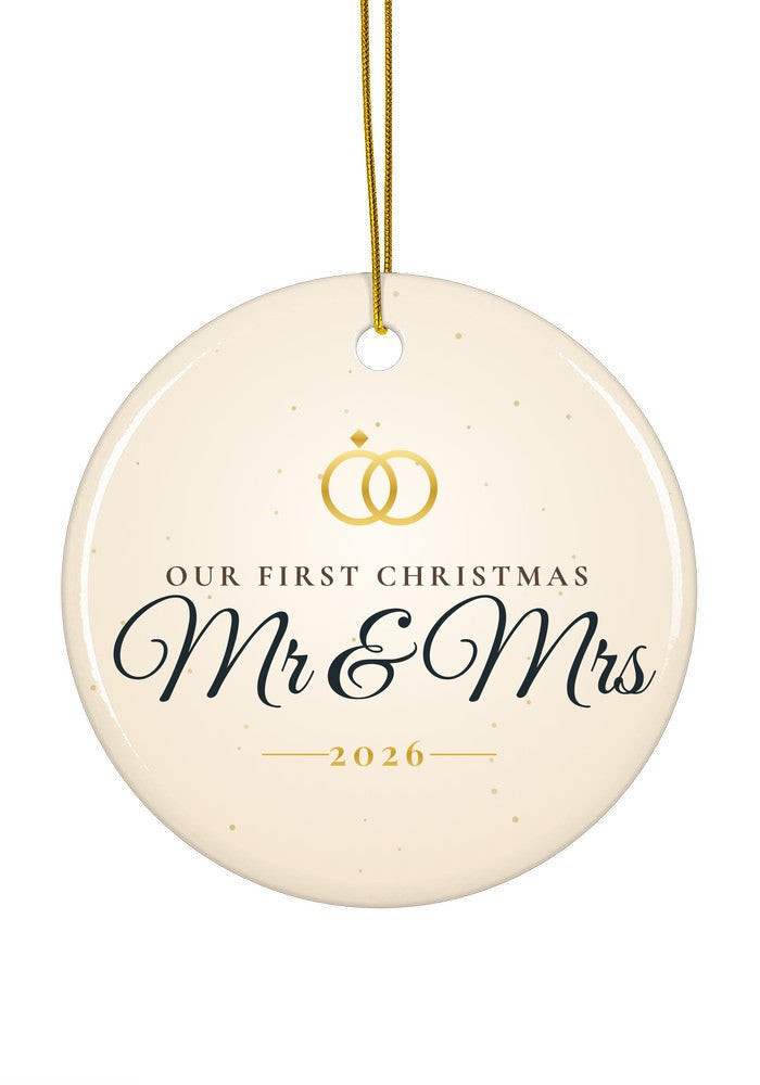 Our First Christmas as Mr & Mrs ornament, 2026, circle shape