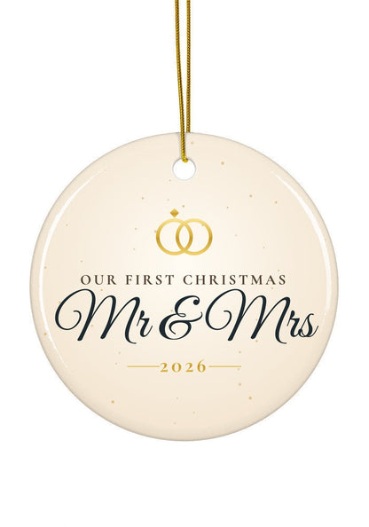 Our First Christmas as Mr & Mrs ornament, 2026, circle shape