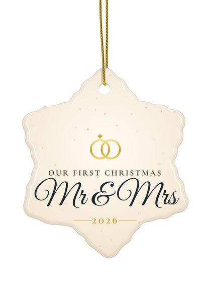 Our First Christmas as Mr & Mrs ornament, 2026, snowflake shape
