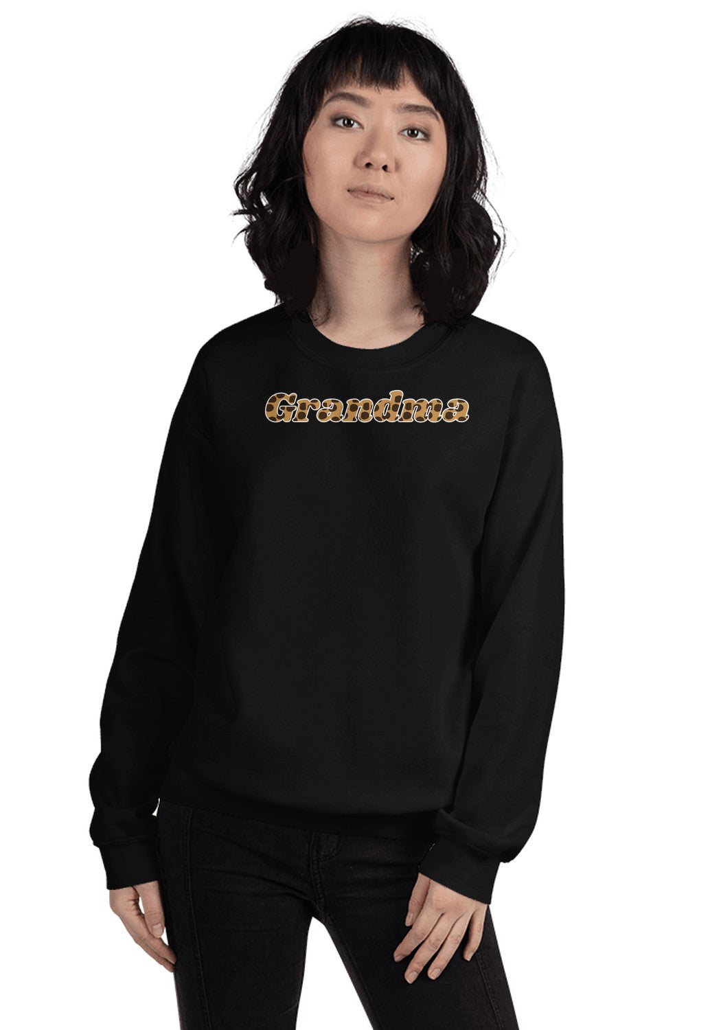 Leopard Grandma sweatshirt in Black