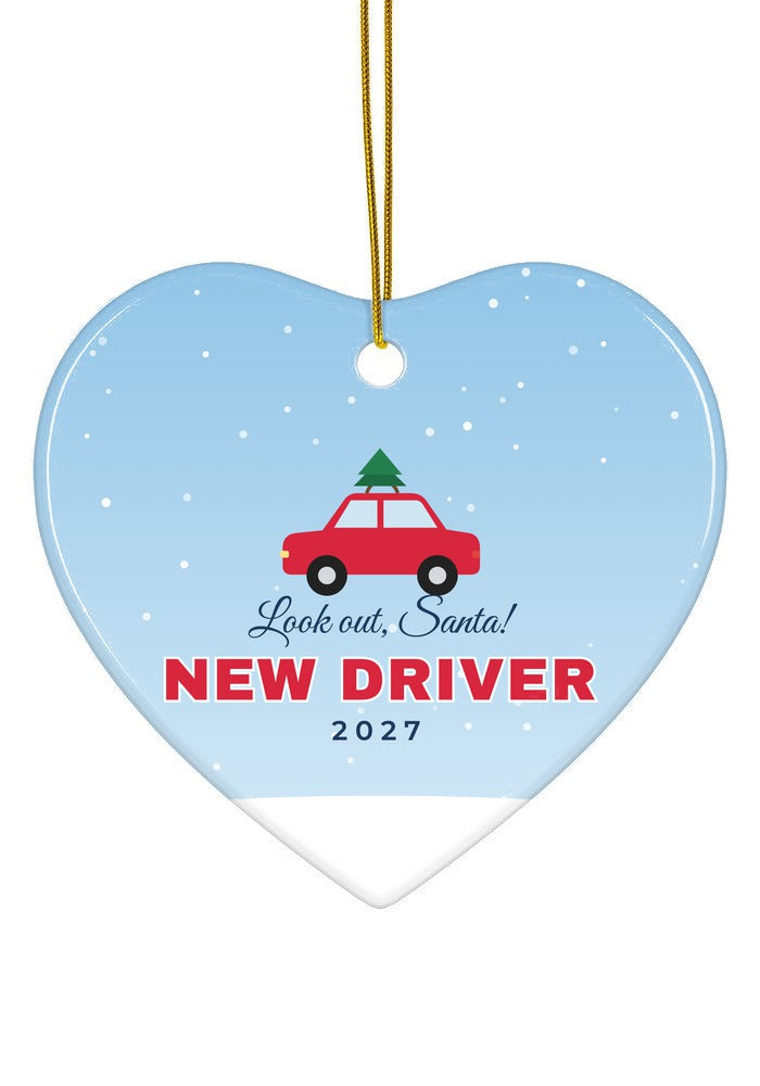 New Driver Christmas ornament, 2027, heart shape
