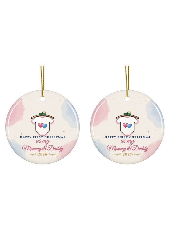 First Christmas as my Mommy and Daddy ornament dated 2027 or 2026