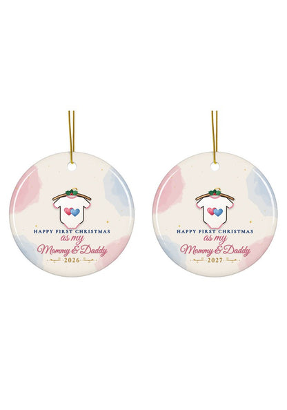 First Christmas as my Mommy and Daddy ornament dated 2027 or 2026