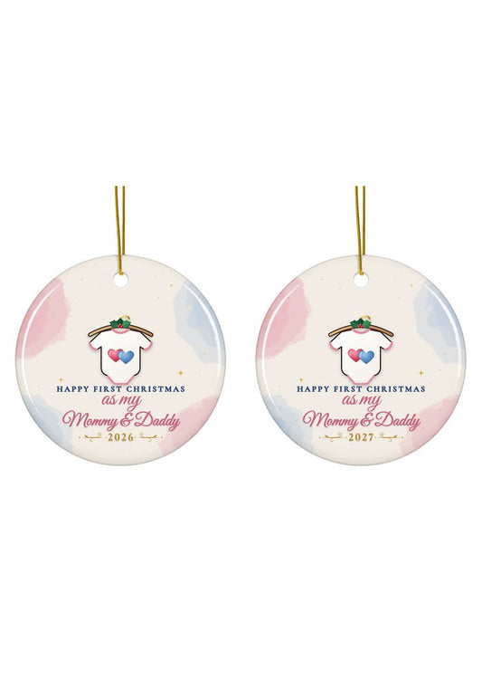 First Christmas as my Mommy and Daddy ornament dated 2027 or 2026