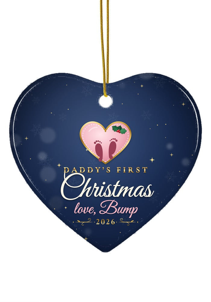 Daddy's First, Love Bump ornament, heart shape