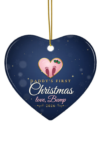 Daddy's First, Love Bump ornament, heart shape