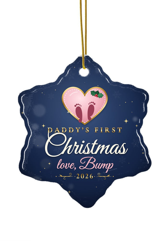 Daddy's First, Love Bump ornament, snowflake shape