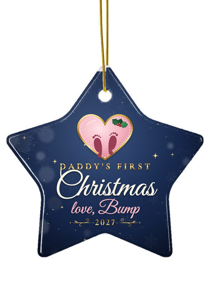Daddy's First, Love Bump ornament dated 2027, star shape