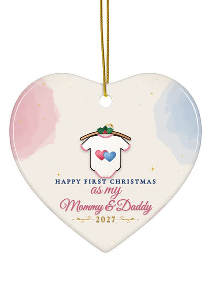 As My Mommy & Daddy ornament dated 2027, heart shape