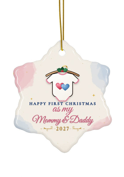 As My Mommy & Daddy ornament dated 2027, snowflake shape