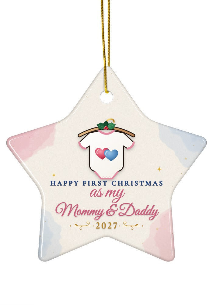As My Mommy & Daddy ornament dated 2027, star shape