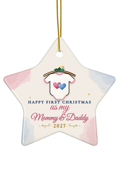 As My Mommy & Daddy ornament dated 2027, star shape
