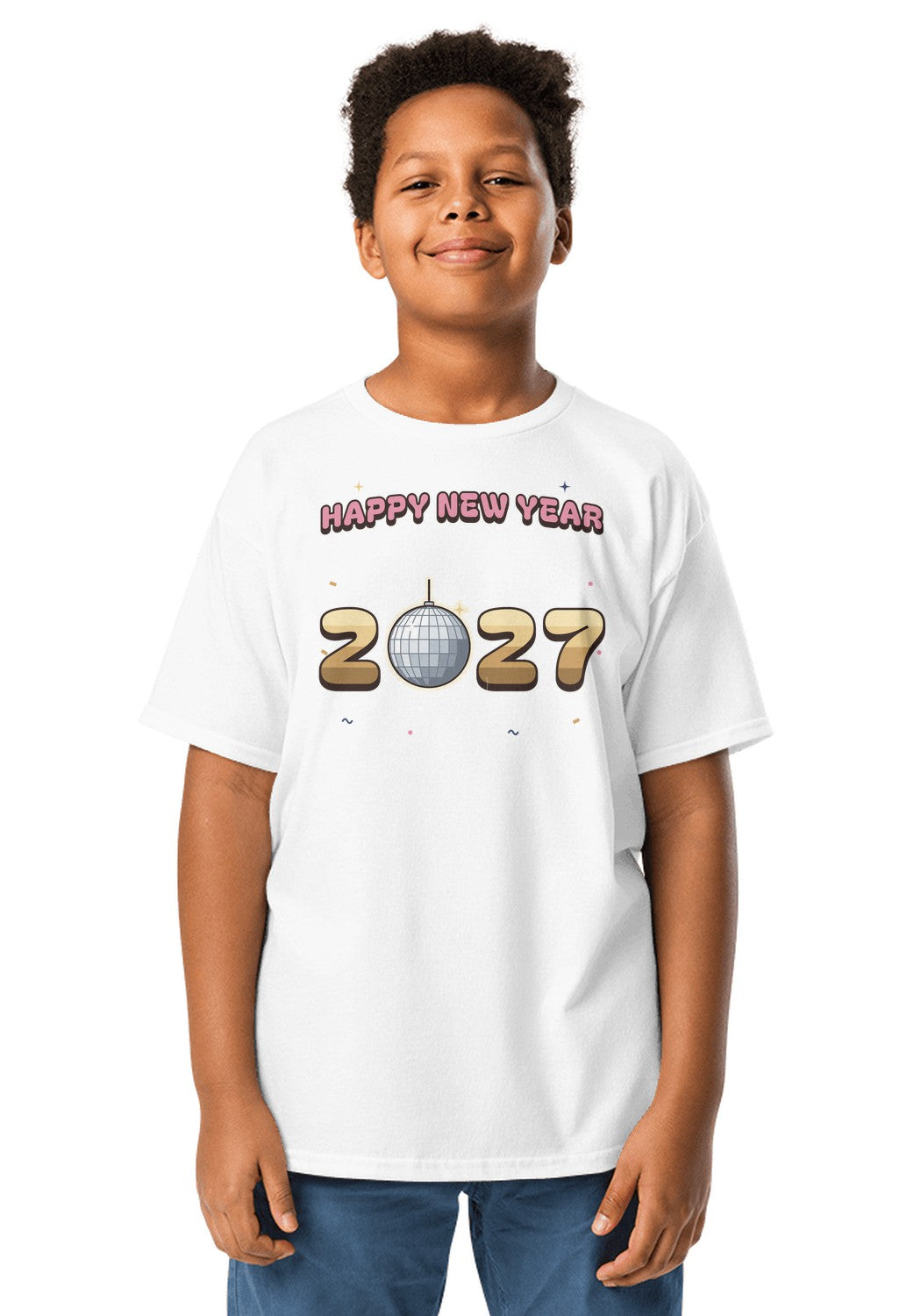 Happy New Year 2027 Disco Ball t-shirt in White