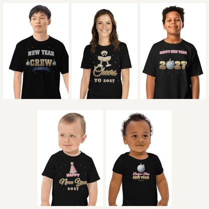 New Year's Eve 2027 Family Shirts in Black, family set