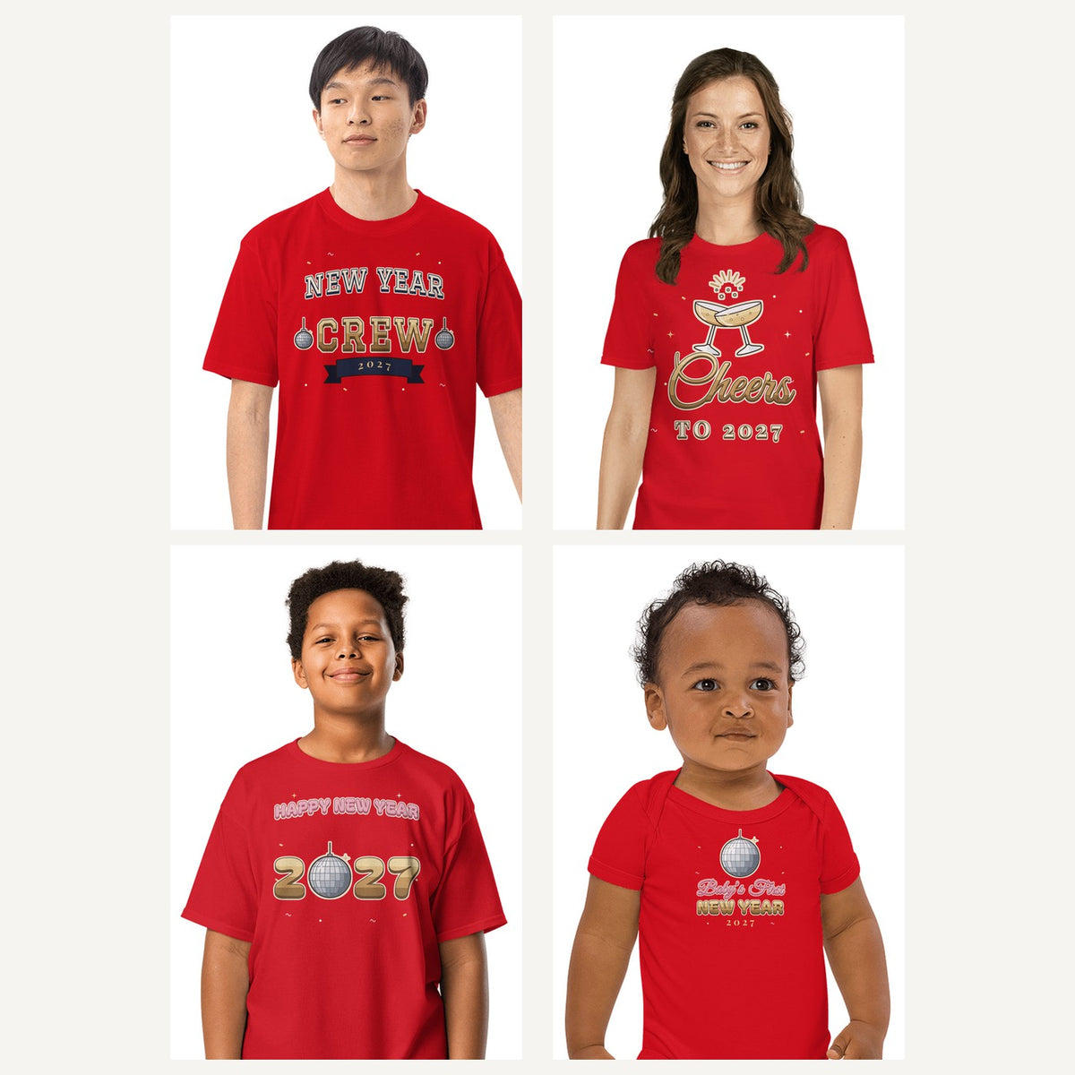 New Year's Eve 2027 Family Shirts in Red, family set
