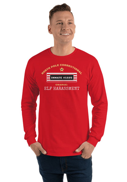 Elf Harassment long sleeve pajama tee in Red