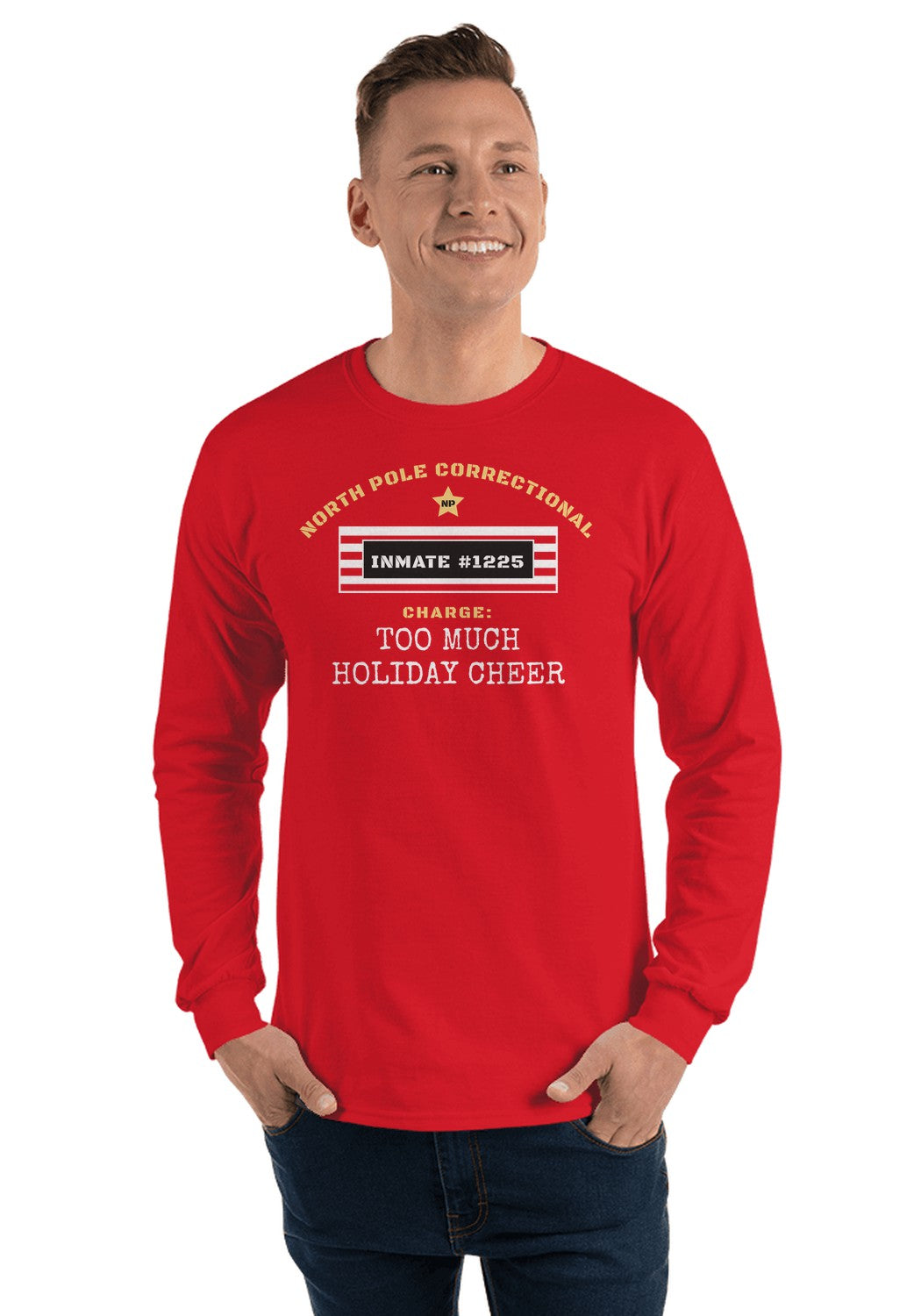 Too Much Holiday Cheer long sleeve pajama tee in Red