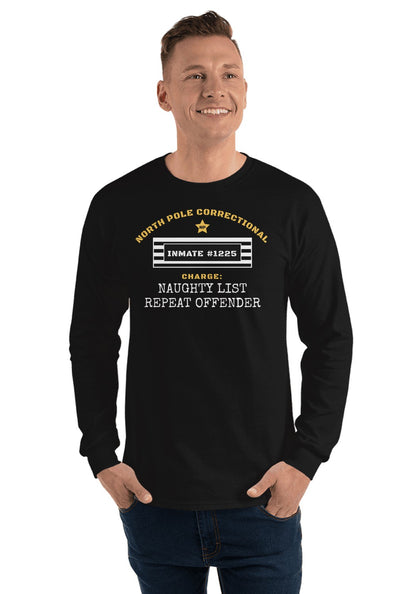 Naughty List Repeat Offender long sleeve pajama tee in Black