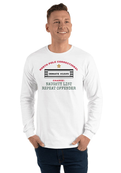 Naughty List Repeat Offender long sleeve pajama tee in White