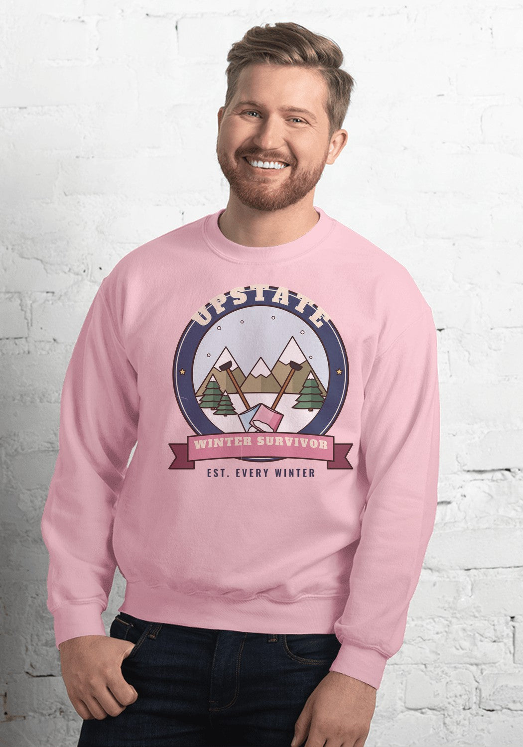 Upstate Winter Survivor sweatshirt in Light Pink
