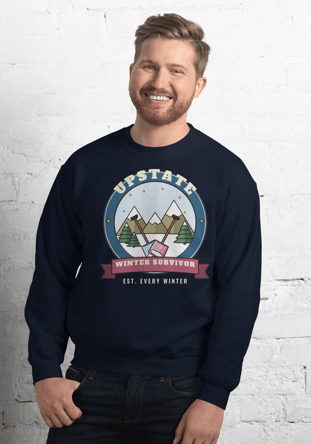 Upstate Winter Survivor sweatshirt in Navy
