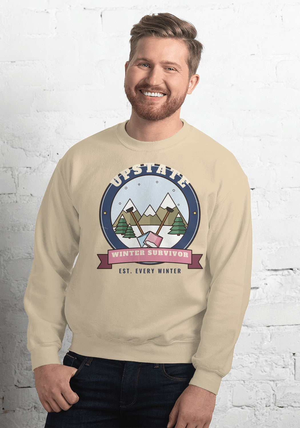 Upstate Winter Survivor sweatshirt in Sand