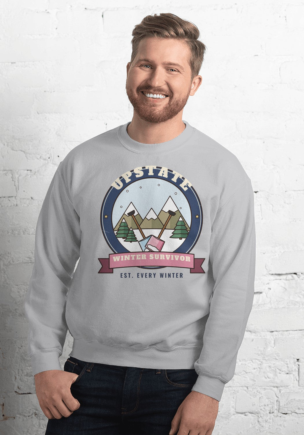 Upstate Winter Survivor sweatshirt in Sport Grey