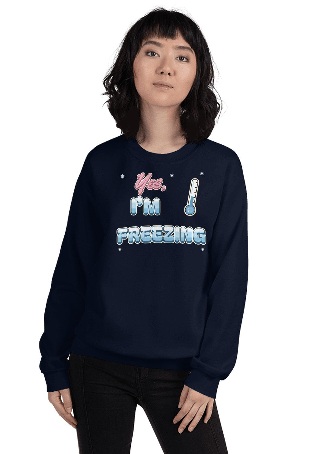 Yes, I'm Freezing sweatshirt in Navy