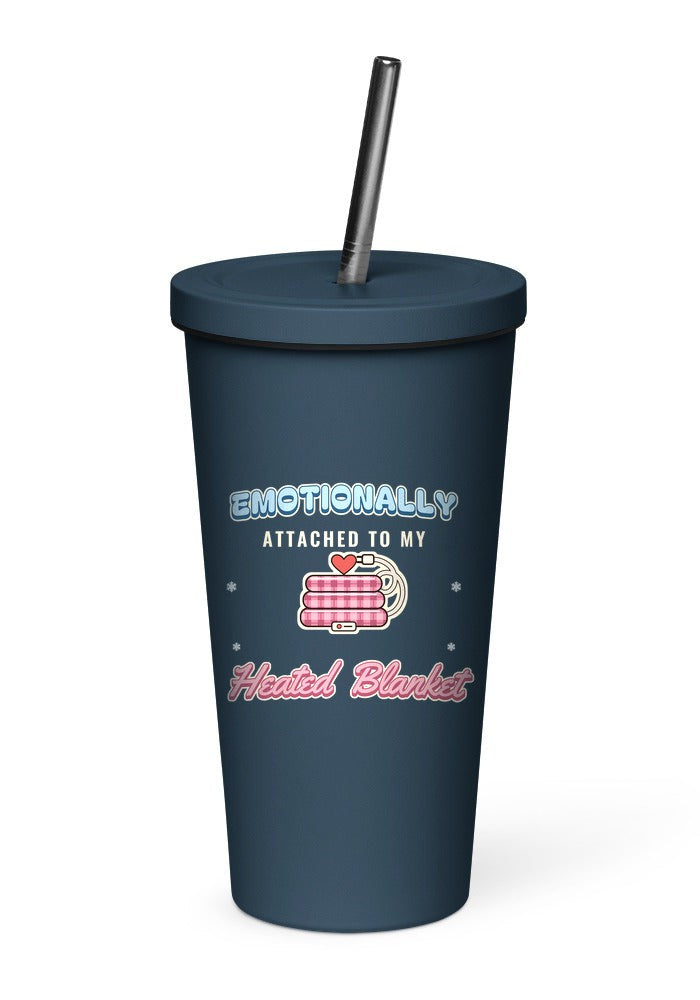Emotionally Attached to My Heated Blanket tumbler in Navy