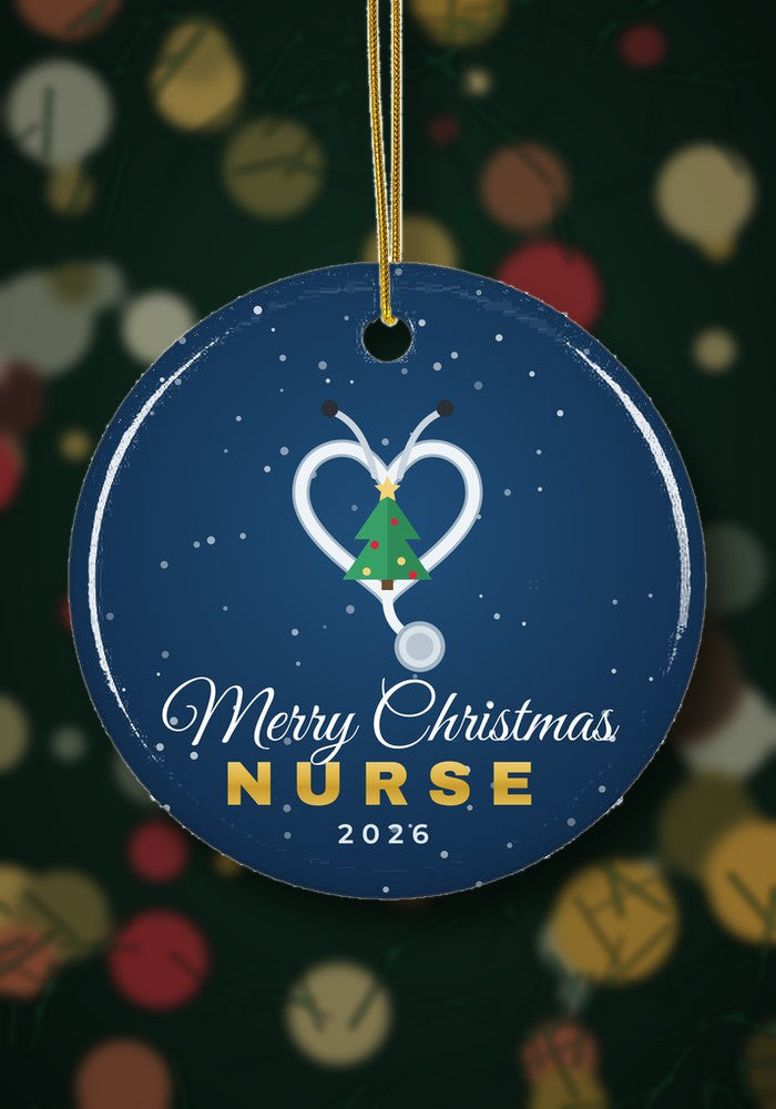 Nurse Christmas ornament hanging on a Christmas tree