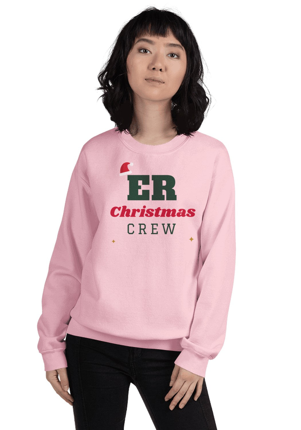 ER Christmas Crew sweatshirt in Light Pink