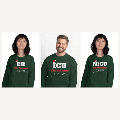 Nurse Christmas Sweatshirts in Forest Green, matching set