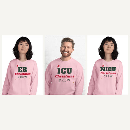 Nurse Christmas Sweatshirts in Light Pink, matching set