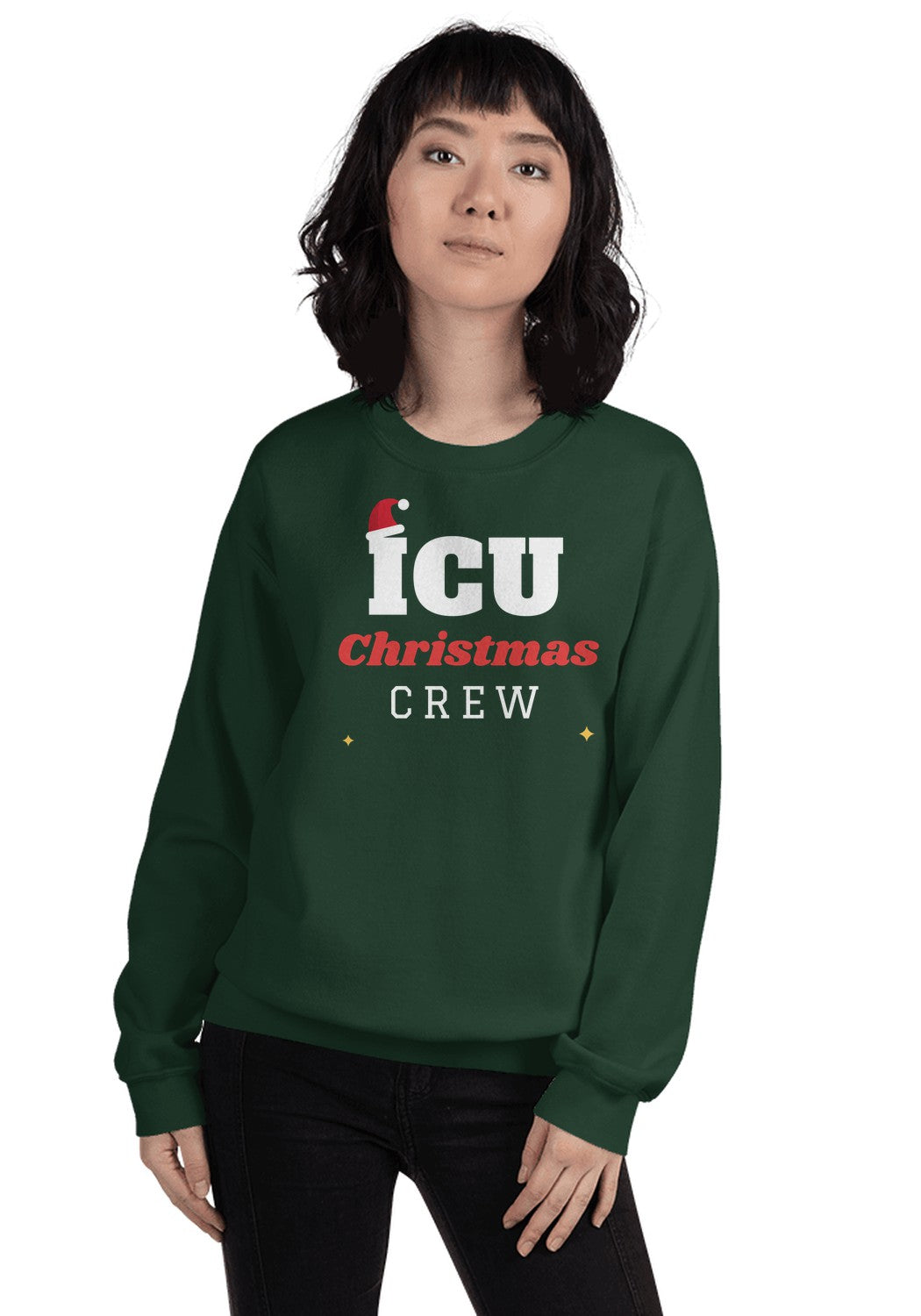 ICU Christmas Crew sweatshirt in Forest Green