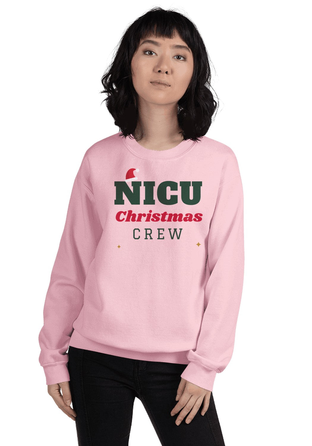 NICU Christmas Crew sweatshirt in Light Pink
