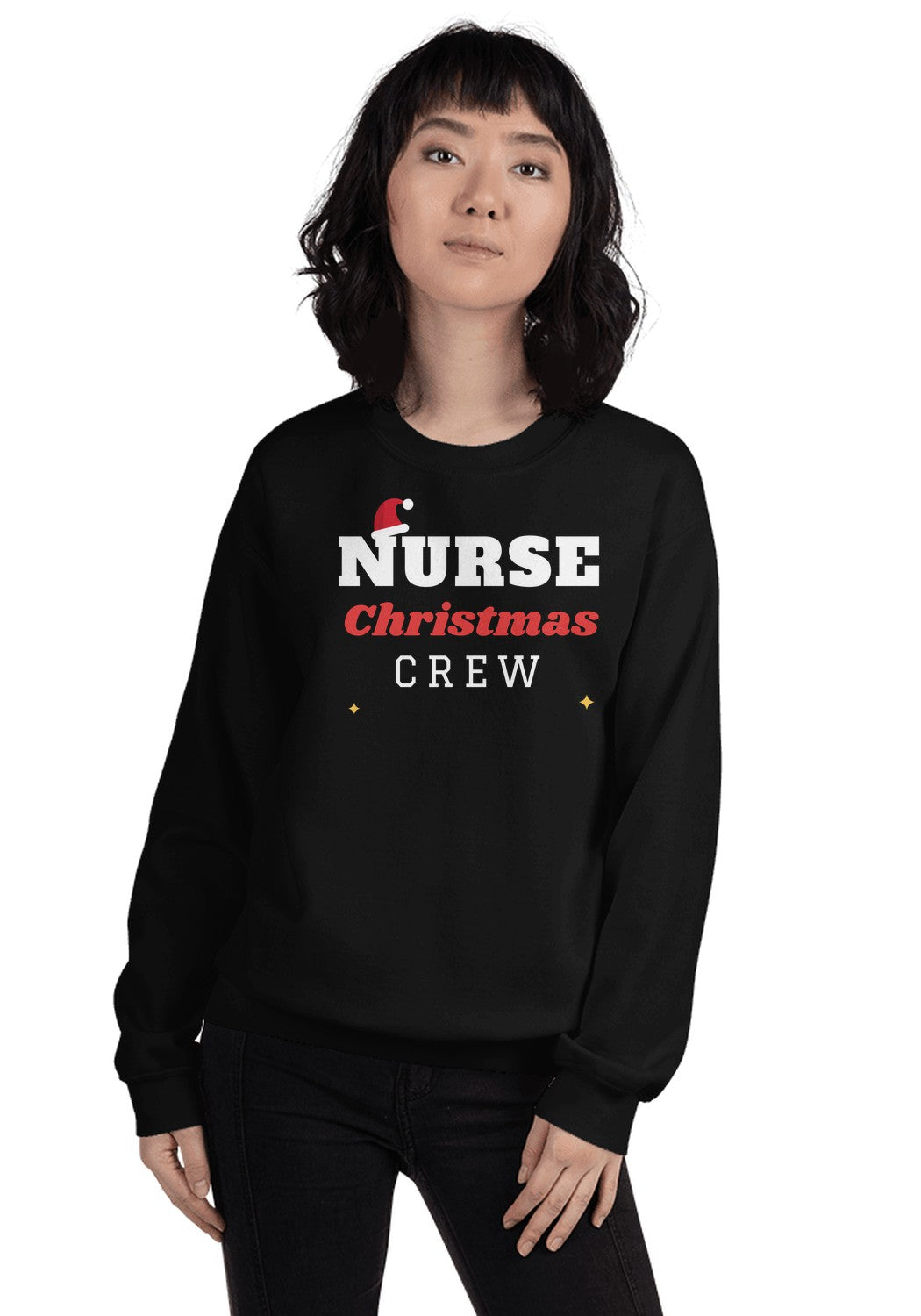 Nurse Christmas Crew sweatshirt in Black