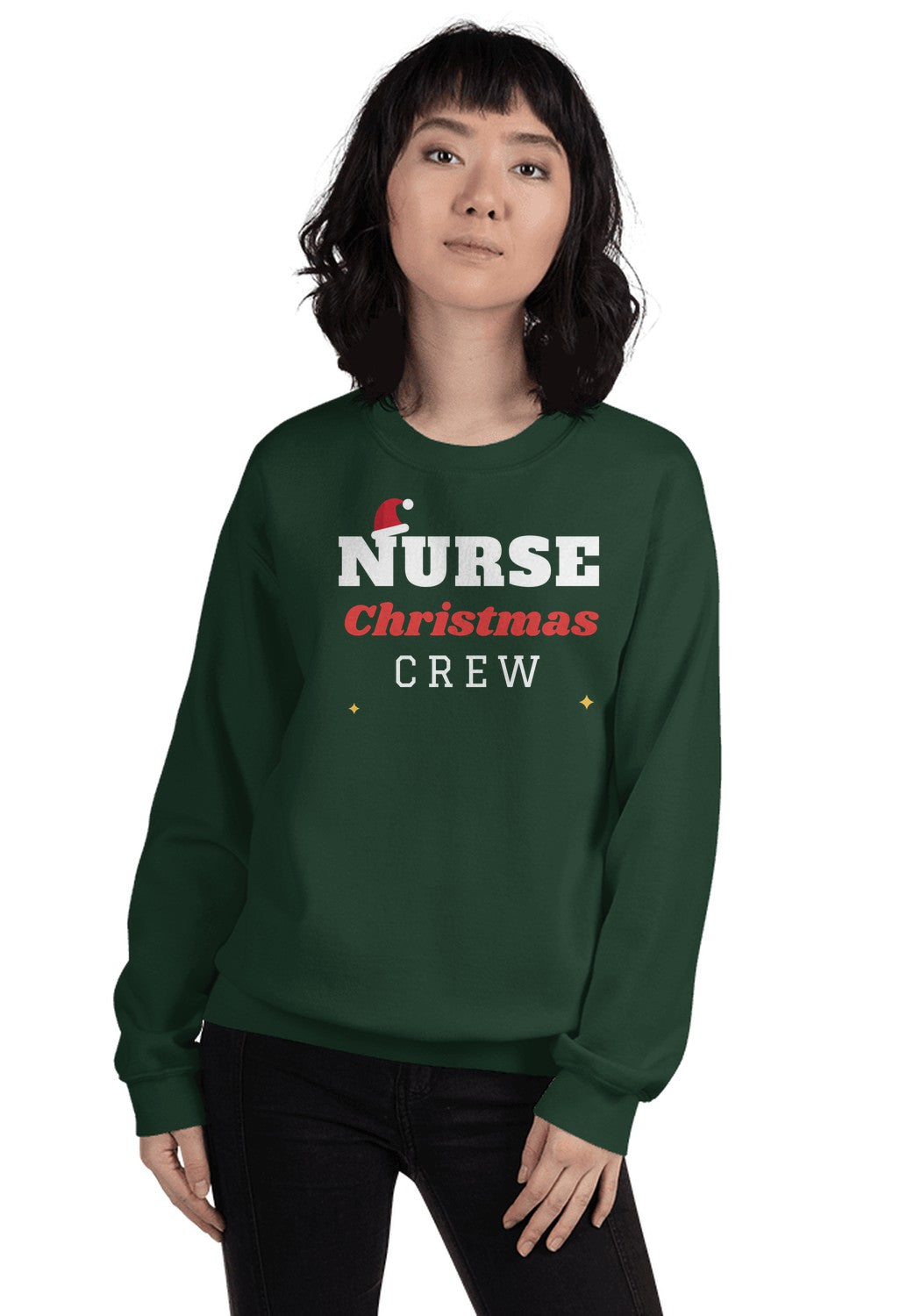 Nurse Christmas Crew sweatshirt in Forest Green