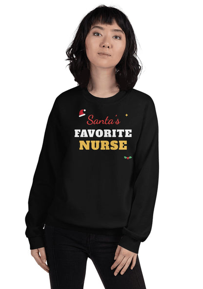 Santa's Favorite Nurse sweatshirt in Black