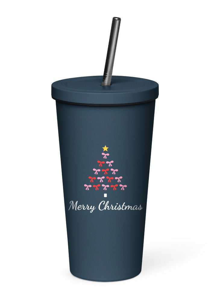 Coquette Bow Tree tumbler in Navy