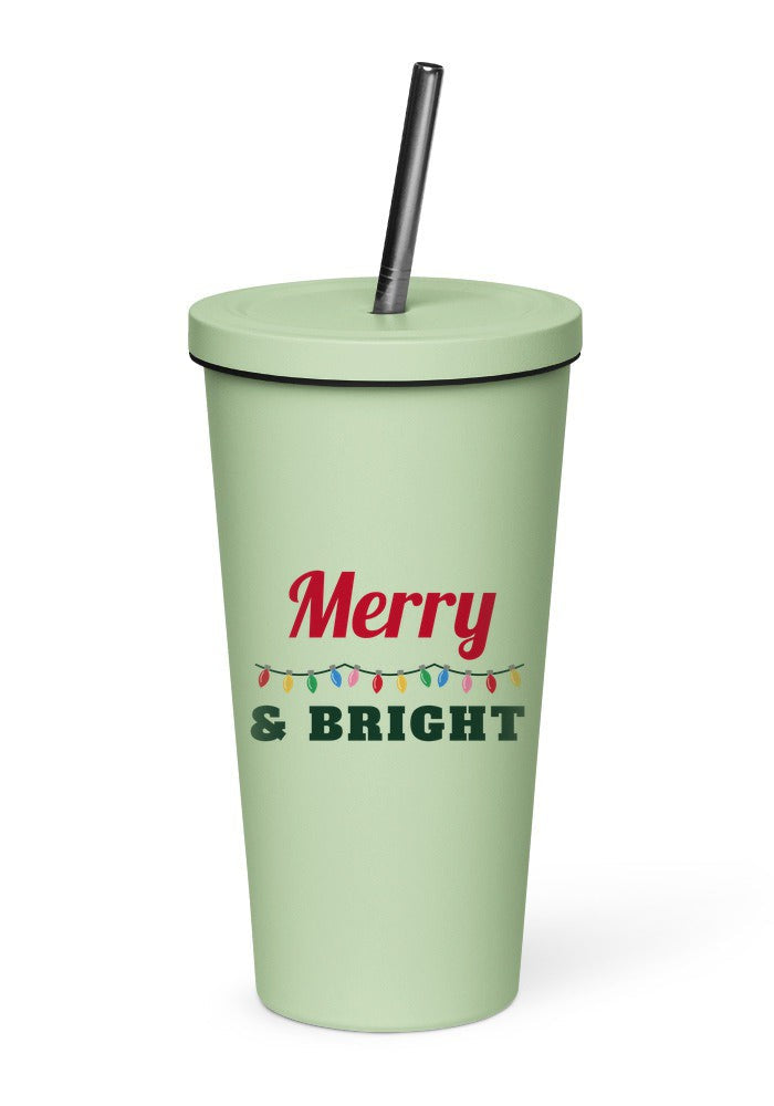 Merry and Bright tumbler in Mint