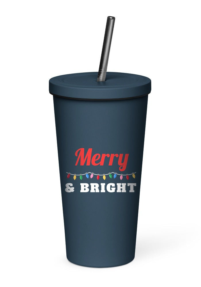 Merry and Bright tumbler in Navy