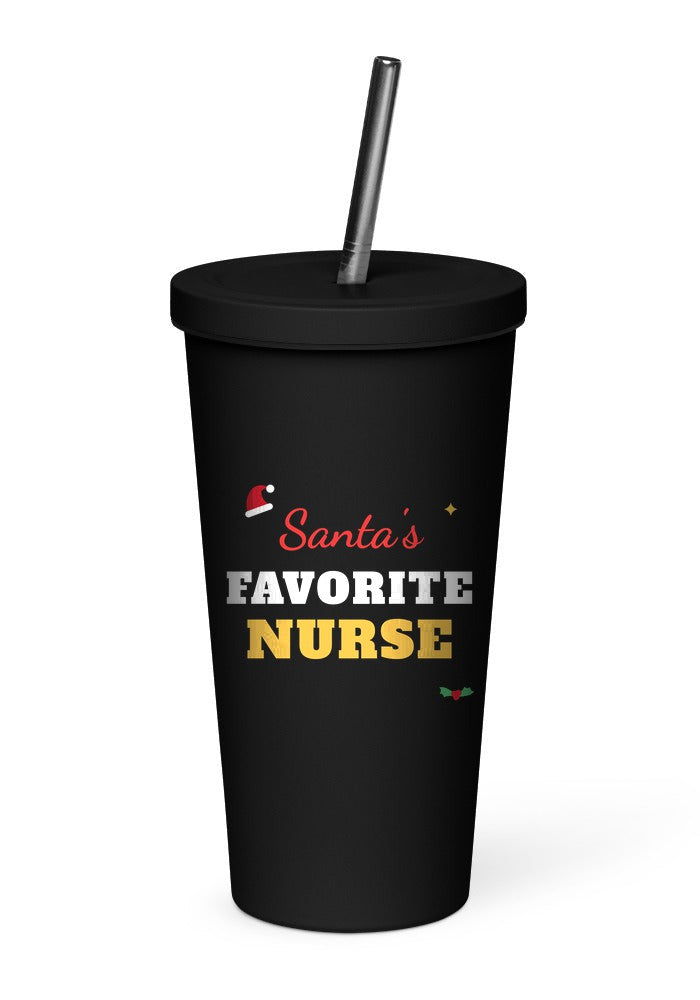Santa's Favorite Nurse tumbler in Black