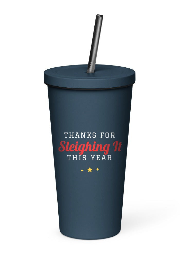 Thanks for Sleighing It This Year tumbler in Navy