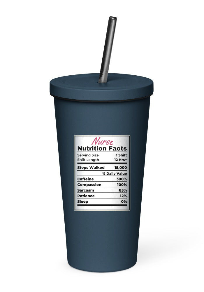 Nurse Nutrition Facts tumbler in Navy