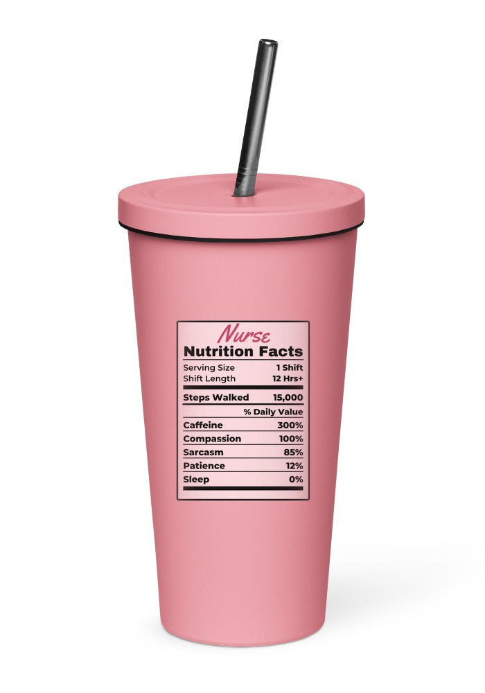 Nurse Nutrition Facts tumbler in Pink