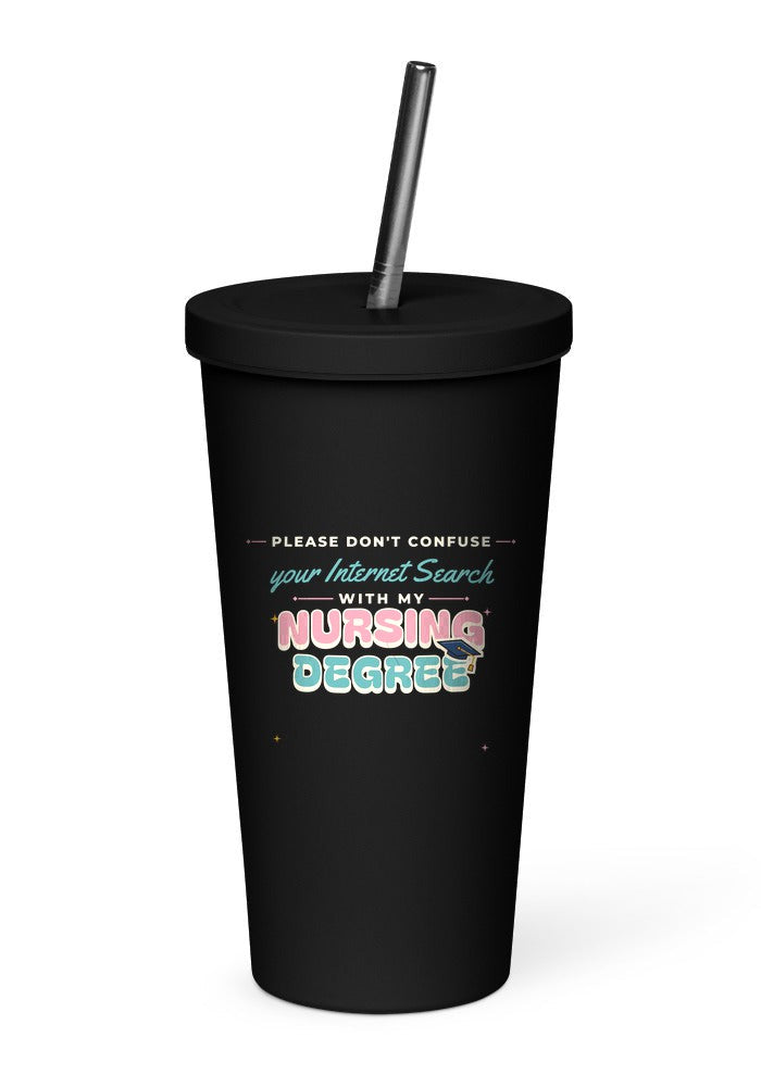 Internet Search vs Nursing Degree tumbler in Black