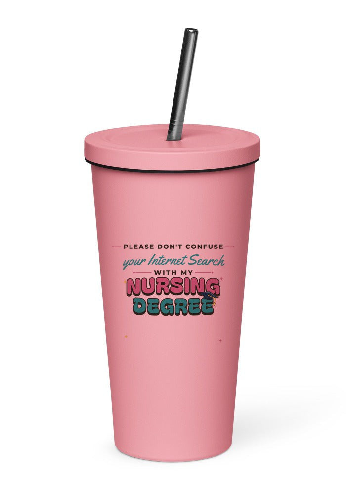 Internet Search vs Nursing Degree tumbler in Pink