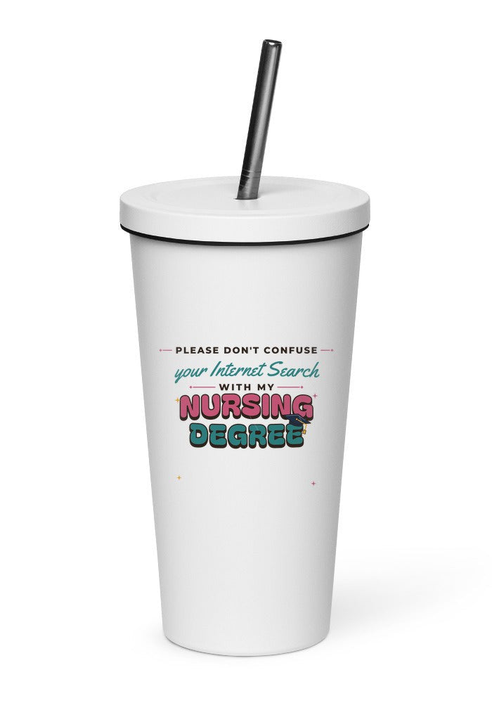 Internet Search vs Nursing Degree tumbler in White